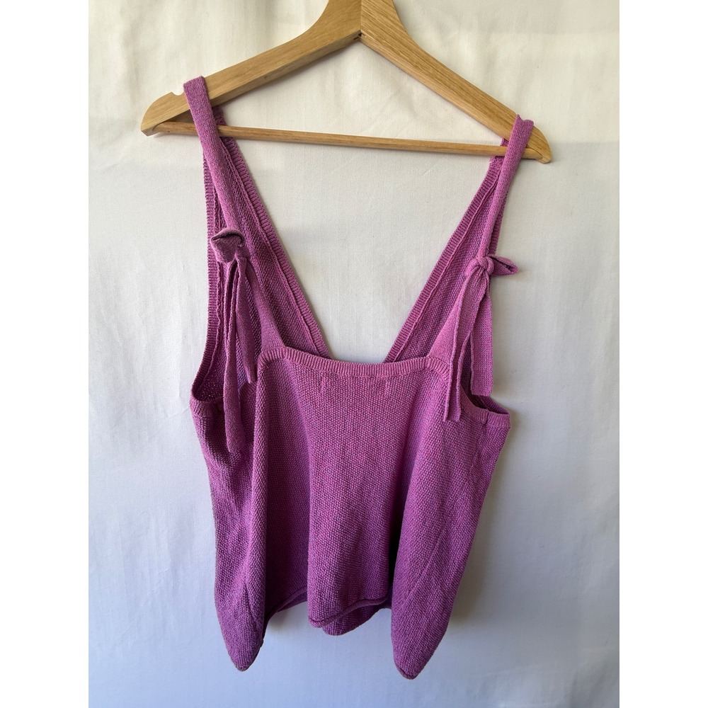Free People Beach Purple Knit V-Neck Tie Shoulder Sweater Tank Top‎ Small - Picture 7 of 7
